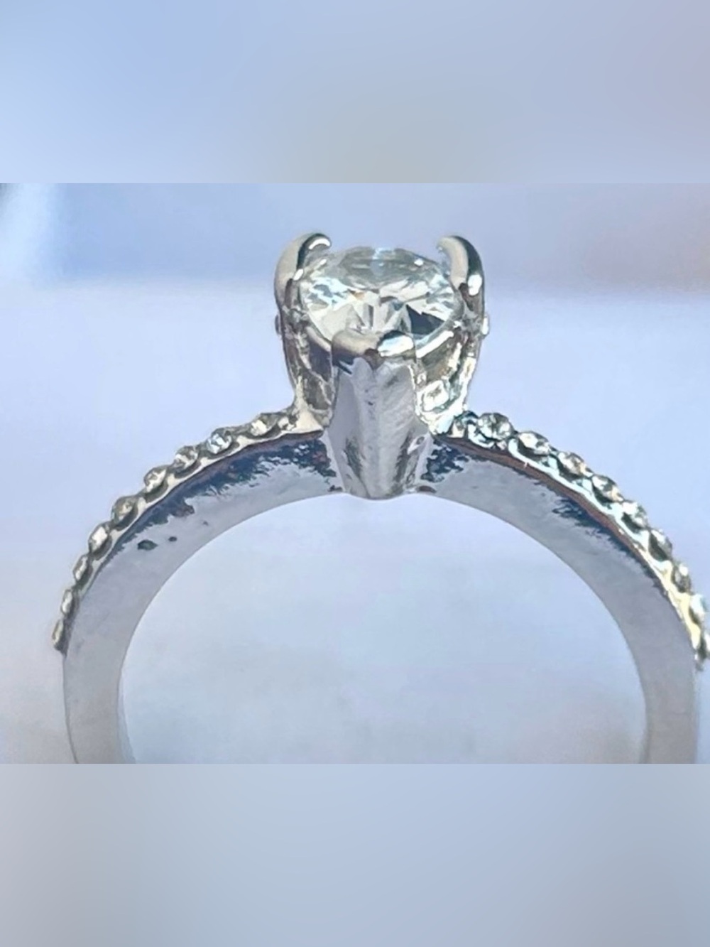 Faux Diamond Pear Cut Teardrop Ring Size 8 Silver Tone Pave Rhinestone Band - Picture 5 of 12
